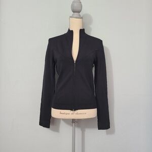 Express Juniors Long Sleeve Large Black Zip Up‎ Sweater Y2K